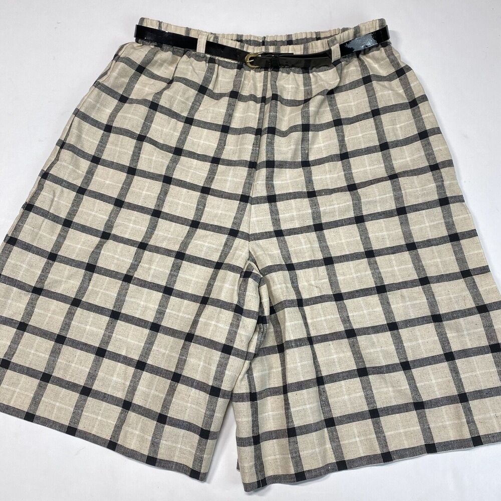 Vintage Plaid Shorts New Attitude Russ Togs Womens 14 Beige USA Union Made